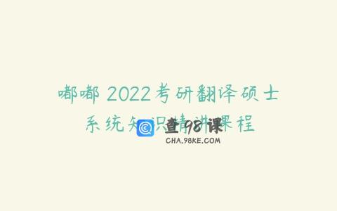 嘟嘟 2022考研翻译硕士系统知识精讲课程