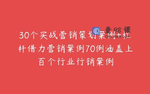 30个实战营销策划案例+杠杆借力营销案例70例涵盖上百个行业行销案例