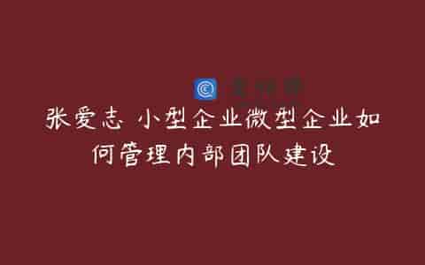 张爱志 小型企业微型企业如何管理内部团队建设