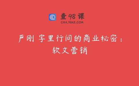 严刚 字里行间的商业秘密：软文营销