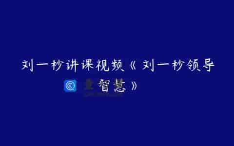 刘一秒讲课视频《刘一秒领导智慧》