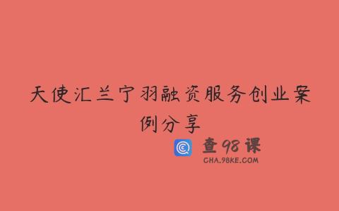 天使汇兰宁羽融资服务创业案例分享