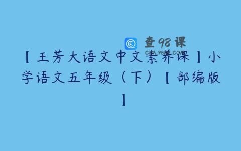 【王芳大语文中文素养课】小学语文五年级（下）【部编版】