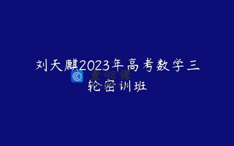 刘天麒2023年高考数学三轮密训班