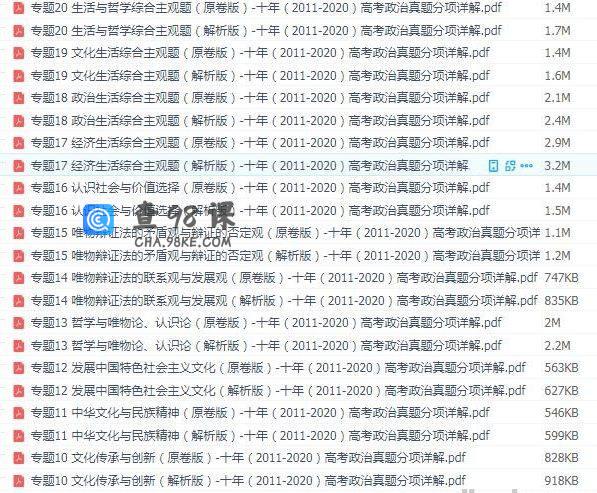2011-2020十年高考政治真题分项解析PDF文档百度网盘下载