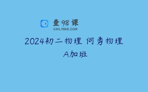 2024初二物理 何勇物理 A加班