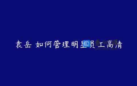 袁岳 如何管理明星员工高清