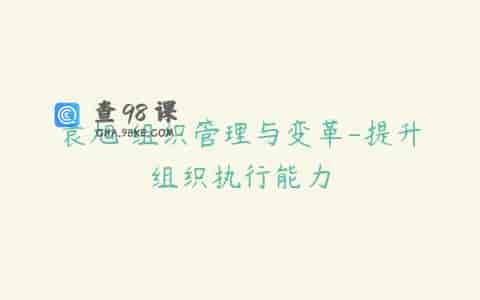 袁旭 组织管理与变革-提升组织执行能力