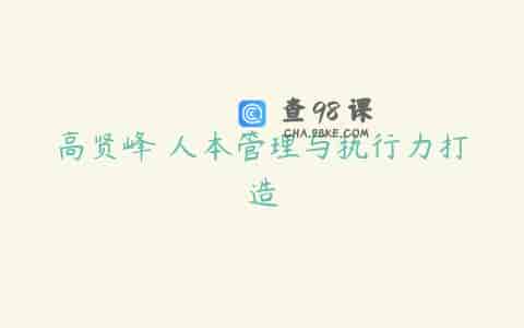 高贤峰 人本管理与执行力打造