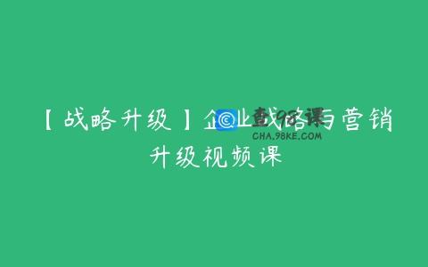 【战略升级】企业战略与营销升级视频课