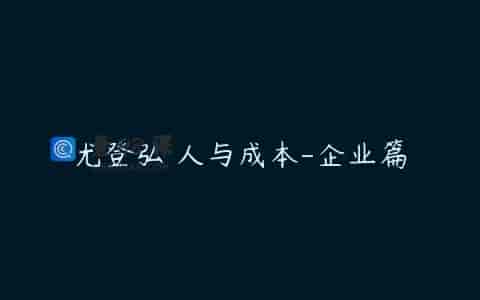 尤登弘 人与成本-企业篇