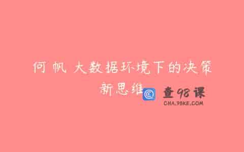 何 帆 大数据环境下的决策新思维