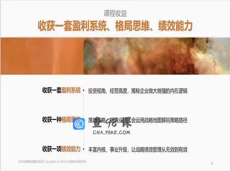 《ODM战略绩效23讲录播微课》收获一套盈利系统、格局思维、绩效能力