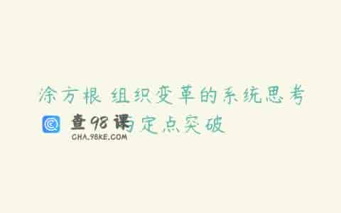 涂方根 组织变革的系统思考与定点突破