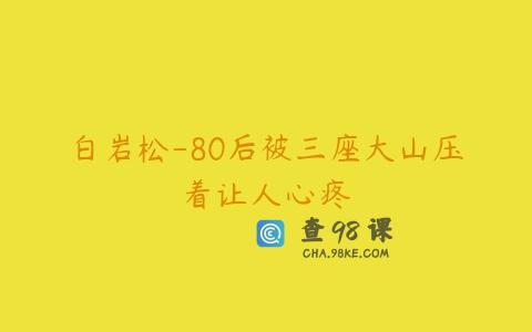 白岩松-80后被三座大山压着让人心疼