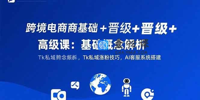 跨境电商基础+晋级+高级课：基础概念解析,Tk私域涨粉技巧,AI客服系统搭建