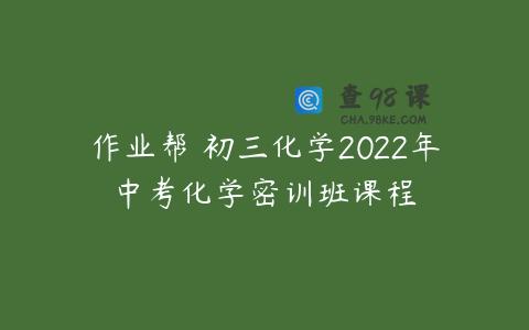 作业帮 初三化学2022年中考化学密训班课程