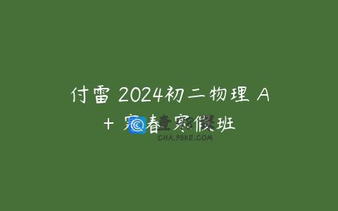 付雷 2024初二物理 A+ 寒春 寒假班