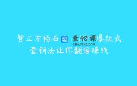 智立方杨石头：10个爆款式营销法让你翻倍赚钱