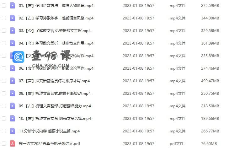 【2022届】高途高一语文 春季 陈瑞春 3.2GB 有讲议