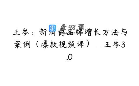 王岑：新消费品牌增长方法与案例（爆款视频课）_王岑3.0