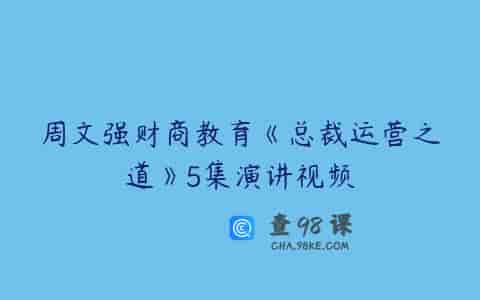 周文强财商教育《总裁运营之道》5集演讲视频