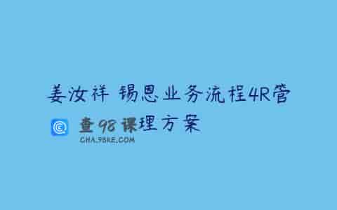 姜汝祥 锡恩业务流程4R管理方案