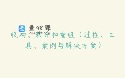 收购、兼并和重组（过程、工具、案例与解决方案）