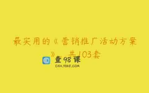 最实用的《营销推广活动方案》，共103套