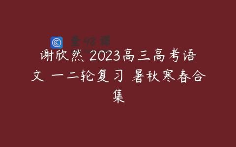 谢欣然 2023高三高考语文 一二轮复习 暑秋寒春合集