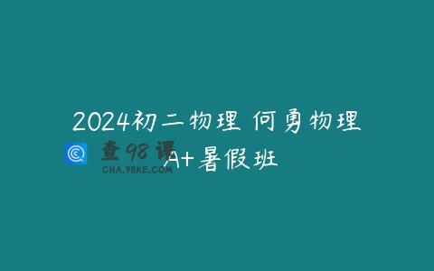 2024初二物理 何勇物理 A+暑假班