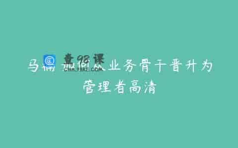 马楠 如何从业务骨干晋升为管理者高清