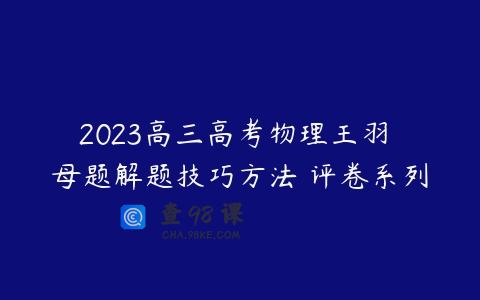 2023高三高考物理王羽 母题解题技巧方法 评卷系列