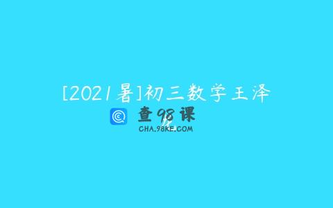 [2021暑]初三数学王泽龙
