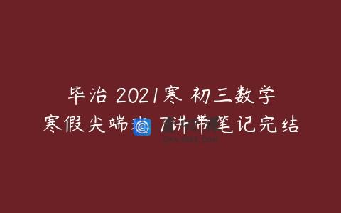 毕治 2021寒 初三数学寒假尖端班 7讲带笔记完结
