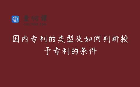 国内专利的类型及如何判断授予专利的条件