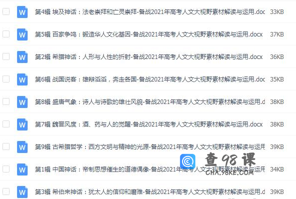 备战2021年高考作文素材 人文大视野素材解读与运用Word文档百度网盘下载