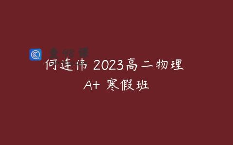 何连伟 2023高二物理 A+ 寒假班