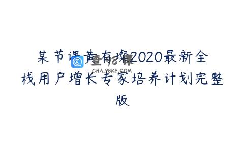 某节课黄有璨2020最新全栈用户增长专家培养计划完整版
