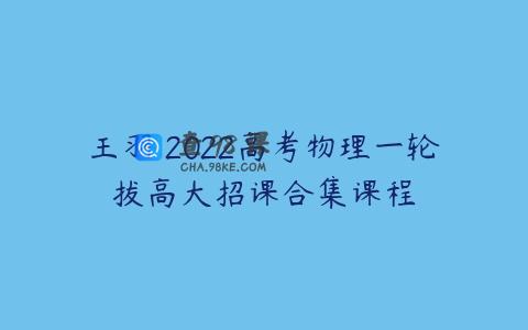 王羽 2022高考物理一轮拔高大招课合集课程