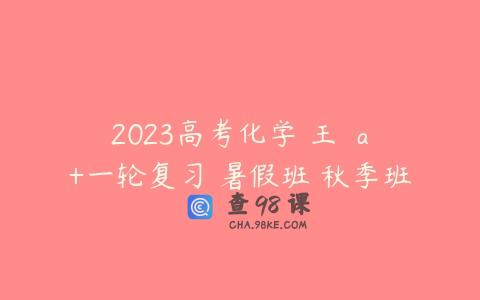 2023高考化学 王嫤 a+一轮复习 暑假班 秋季班