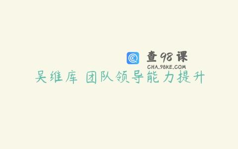 吴维库 团队领导能力提升
