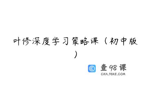叶修深度学习策略课（初中版）