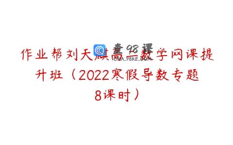 作业帮刘天麒高二数学网课提升班（2022寒假导数专题8课时）