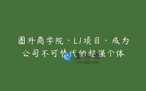 圈外商学院·L1项目·成为公司不可替代的超强个体