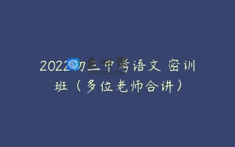 2022初三中考语文 密训班（多位老师合讲）