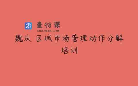 魏庆 区域市场管理动作分解培训