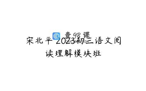 宋北平 2023初三语文阅读理解模块班