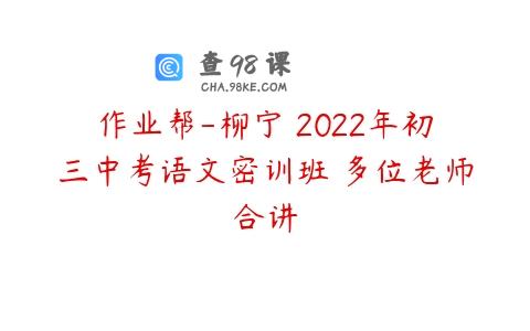 作业帮-柳宁 2022年初三中考语文密训班 多位老师合讲