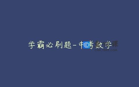 学霸必刷题-中考数学